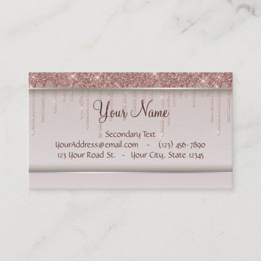 バラ金ゴールドグリッター液滴 名刺 (正面)