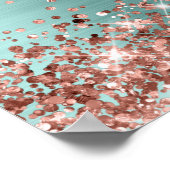 バラ金ゴールドグリッター淡い色のターコイズブライダルシャワー ポスター (角)