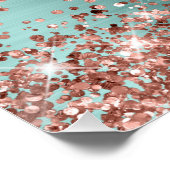 バラ金ゴールドグリッター淡い色のターコイズブライダルシャワー ポスター (コーナー)