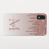 バラ金ゴールドグリッター滴下スパークルモノグラムスクリプト Case-Mate iPhoneケース (裏面(横))