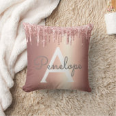 バラ金ゴールドグリッター滴下モノグラムスロー クッション (ブランケット)