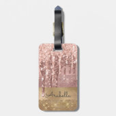 バラ金ゴールドグリッター滴下金ゴールドストライプモノグラム ラゲッジタグ (裏面縦)