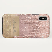 バラ金ゴールドグリッター滴下金ゴールドストライプモノグラム Case-Mate iPhoneケース (裏面(横))