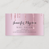 バラ金ゴールドグリッター爪、 ネイルポーランドドリップモダンサロン 名刺 (裏面)