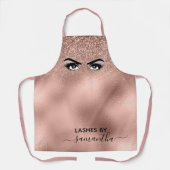 バラ金ゴールドグリッター目まつ毛手書きモノグラム エプロン (正面)