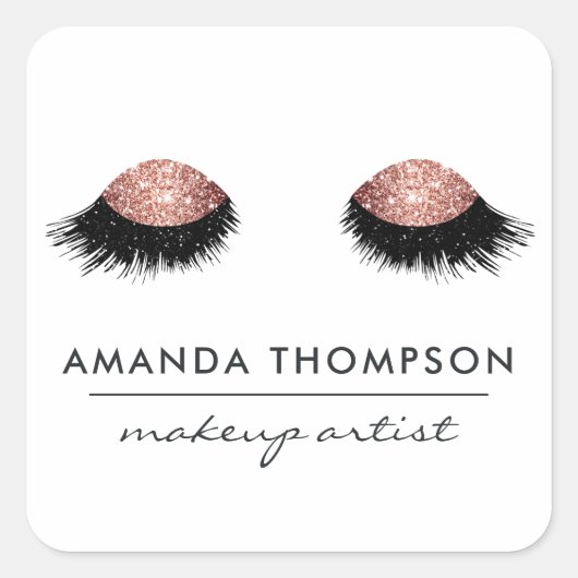 バラ金ゴールドグリッター眼 スクエアシール (正面)