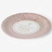 バラ金ゴールドグリッター第1回聖餐式 ペーパープレート (アングル)