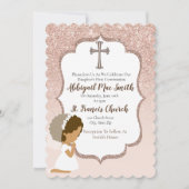 バラ金ゴールドグリッター第1聖餐式招待状 招待状 (正面)