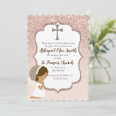 バラ金ゴールドグリッター第1聖餐式招待状 招待状 (スタンド正面)