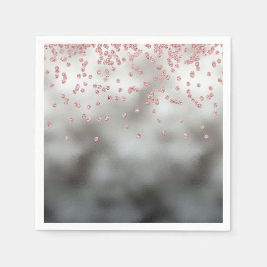 バラ金ゴールドグリッター紙吹雪オン銀 スタンダードカクテルナプキン (正面)