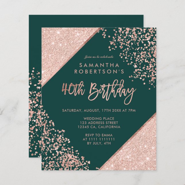 バラ金ゴールドグリッター紙吹雪グリーンバジェット40th (正面/裏面)