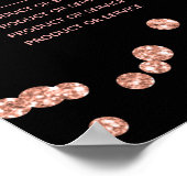 バラ金ゴールドグリッター紙吹雪サロン価格メニューブラック ポスター (角)