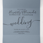 バラ金ゴールドグリッター紙吹雪ダスティブルーシック結婚ズ 三つ折り招待状 (内部中)