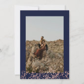 バラ金ゴールドグリッター紙吹雪ネイビー結婚ブルーの写真 招待状 (裏面)