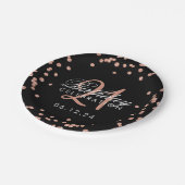 バラ金ゴールドグリッター紙吹雪ブラック21歳誕生日 ペーパープレート (アングル)