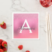 バラ金ゴールドグリッター紙吹雪モノグラム誕生日 スタンダードカクテルナプキン (インサイチュ)