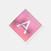 バラ金ゴールドグリッター紙吹雪モノグラム誕生日 スタンダードカクテルナプキン (角)