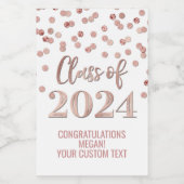 バラ金ゴールドグリッター紙吹雪卒業 ワインラベル (シングルラベル)