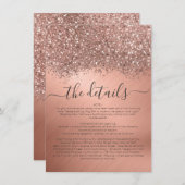 バラ金ゴールドグリッター紙吹雪金属結婚詳細 エンクロージャーカード (正面/裏面)