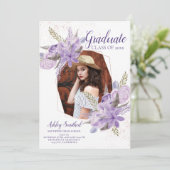 バラ金ゴールドグリッター紫フローラフォトグラジェル 招待状 (スタンド正面)