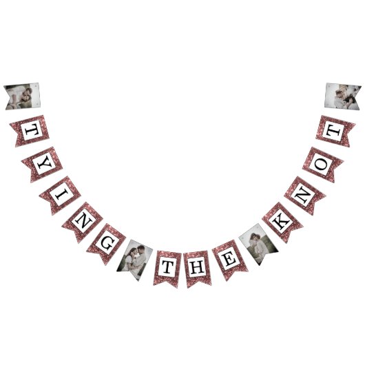 バラ金ゴールドグリッター結び目の写真の束ねFla バンティングフラッグ (全)