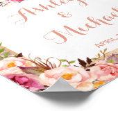 バラ金ゴールドグリッター結婚フローラのウェルカムサイン ポスター (角)