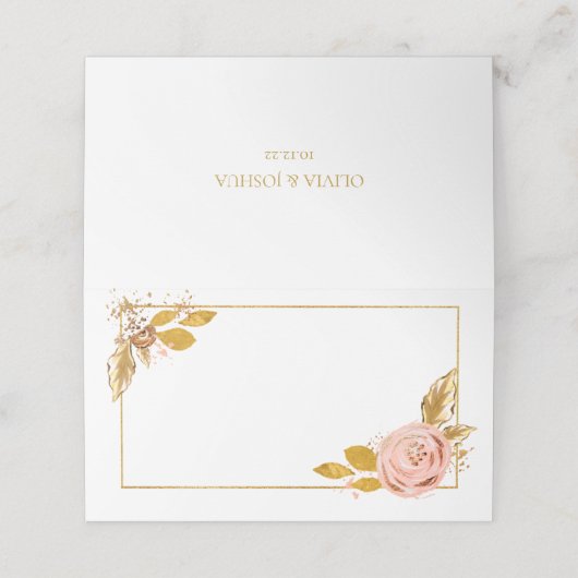 バラ金ゴールドグリッター結婚フローラのテーブル座席表 プレイスカード (外部開封)