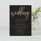 バラ金ゴールドグリッター結婚式招待状テンプレート 招待状 (スタンド正面)