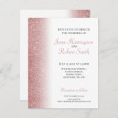 バラ金ゴールドグリッター結婚式招待状 シーズンカード (正面/裏面)