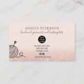 バラ金ゴールドグリッター編み物手製 名刺 (裏面)