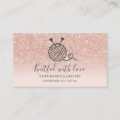 バラ金ゴールドグリッター編み物手製 名刺 (正面)