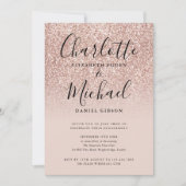 バラ金ゴールドグリッター署名婚約パーティ 招待状 (正面)