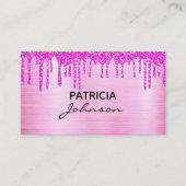 バラ金ゴールドグリッター美しいQRコードピンクモダン 名刺 (正面)