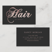 バラ金ゴールドグリッター美容師スクリプト書道 名刺 (正面/裏面)