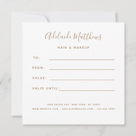 バラ金ゴールドグリッター美容師贈与証 (裏面)