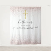 バラ金ゴールドグリッター聖体写真背景 タペストリー (正面)