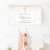 バラ金ゴールドグリッター聖体歓迎 横断幕 (インサイチュ)