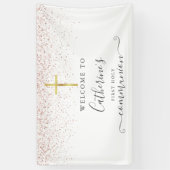 バラ金ゴールドグリッター聖体歓迎 横断幕 (縦)