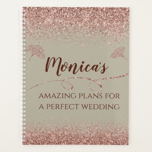 バラ金ゴールドグリッター葉オングレイ結婚ズ プランナー手帳 (正面)