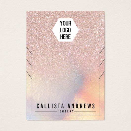 バラ金ゴールドグリッター虹色ネックレスディスプレイ (正面)