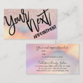 バラ金ゴールドグリッター虹色ホログラフィグラデーションー 予約カード (正面/裏面)