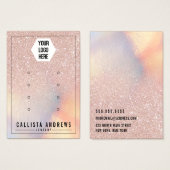 バラ金ゴールドグリッター虹色ロゴイヤリングディスプレイ (正面&裏面)