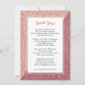 バラ金ゴールドグリッター詩ベビーシャワーありがとう サンキューカード (正面)