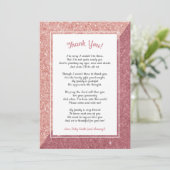 バラ金ゴールドグリッター詩ベビーシャワーありがとう サンキューカード (スタンド正面)