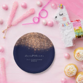 バラ金ゴールドグリッター誕生日ブルーネイビー16th 結婚s ペーパープレート (パーティー)