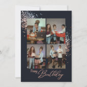 バラ金ゴールドグリッター誕生日写真誕生日カード シーズンカード (正面)