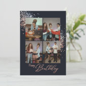 バラ金ゴールドグリッター誕生日写真誕生日カード シーズンカード (スタンド正面)