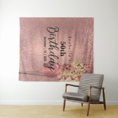 バラ金ゴールドグリッター誕生日 タペストリー (インサイチュ(横))