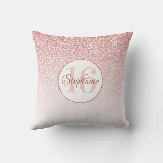 バラ金ゴールドグリッター赤面グラデーションスウィート16誕生日 クッション (裏面)