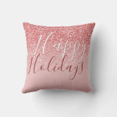 バラ金ゴールドグリッター赤面グラデーションハッピーホリデイズ クッション (裏面)